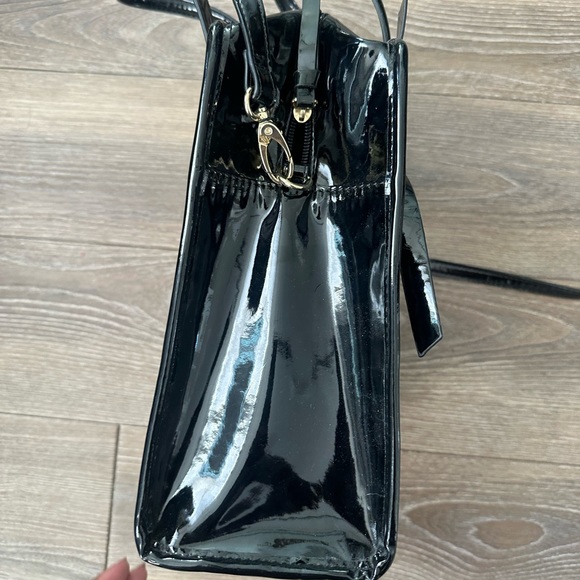 Nanette Lepore Black Vegan Patent Leather Tote - Picture 2 of 4